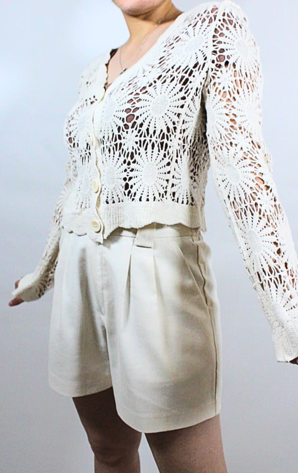 Flower Design Crochet Cardigan